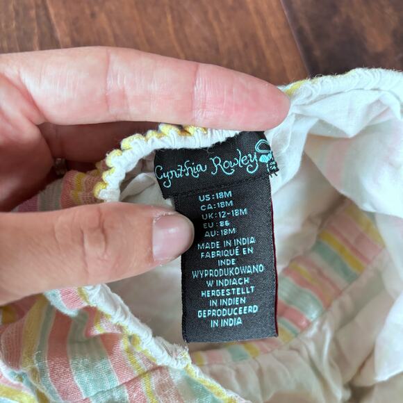 Cynthia Rowley Girls 18 Month Summer Romper Outfit Halter Pastel Striped - Picture 2 of 7